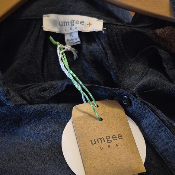 Umgee USA Black Button-Up Blouse Tunic Boxy Oversized Flowy Size Xl 3/4 Sleeve - Picture 4 of 4